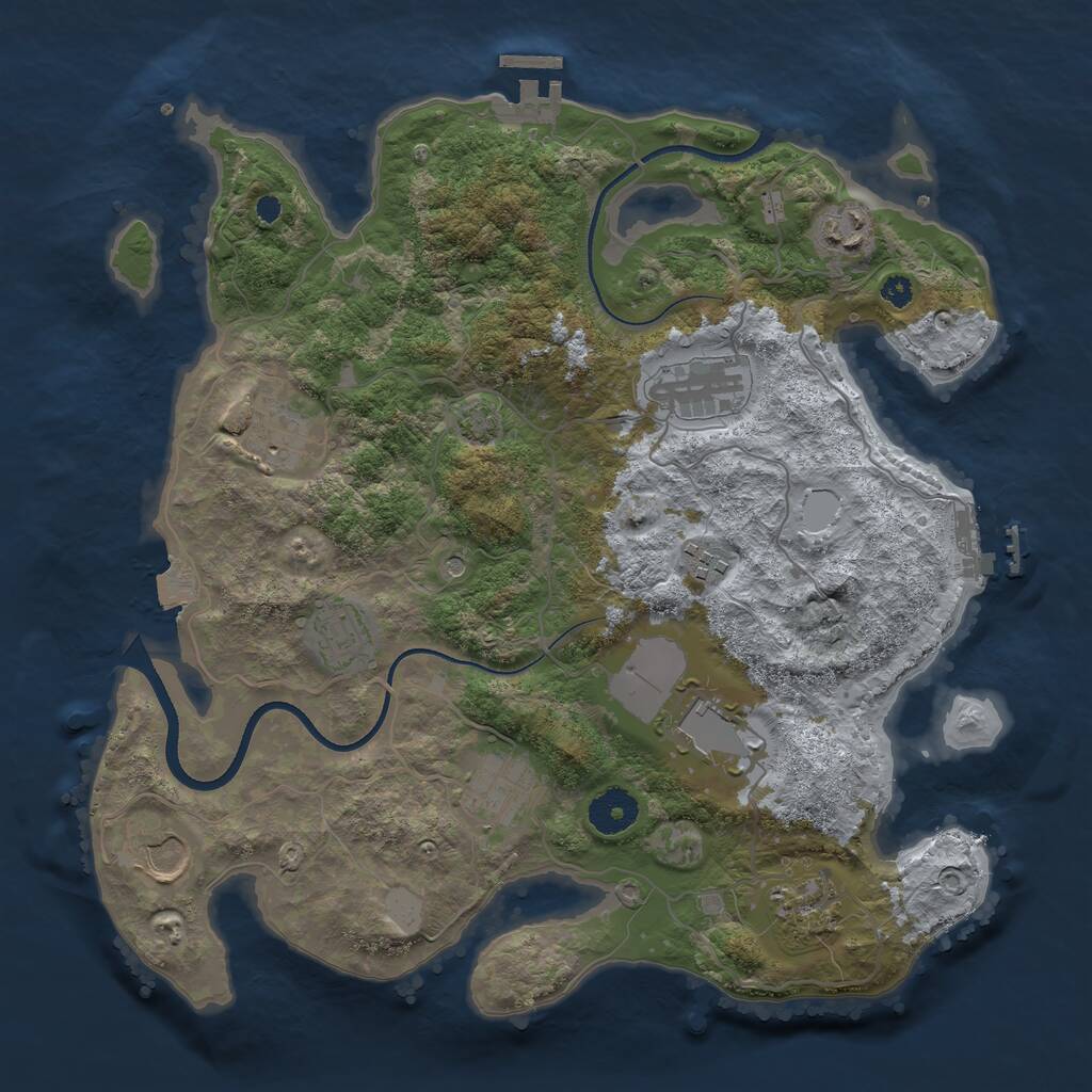Rust Map: Procedural Map, Size: 3500, Seed: 1950699332, 14 Monuments