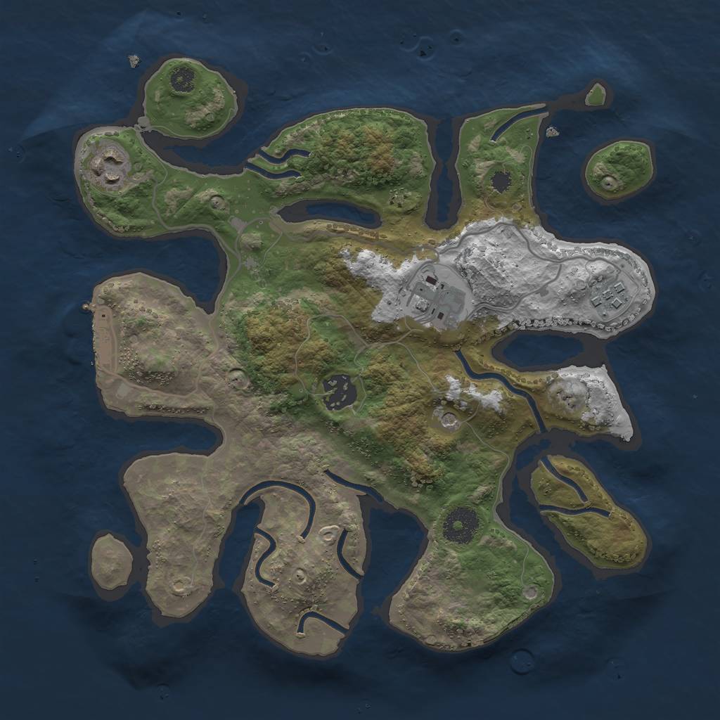 Rust Map: Procedural Map, Size: 3000, Seed: 1860504776, 8 Monuments