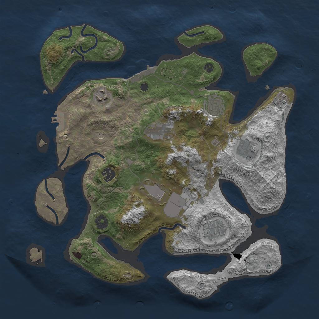 Rust Map: Procedural Map, Size: 3500, Seed: 227593913, 13 Monuments