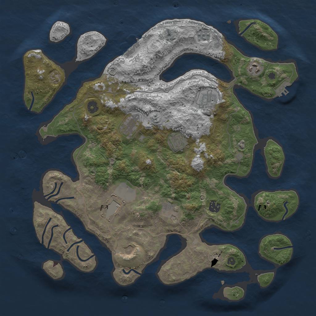 Rust Map: Procedural Map, Size: 4000, Seed: 390163580, 14 Monuments