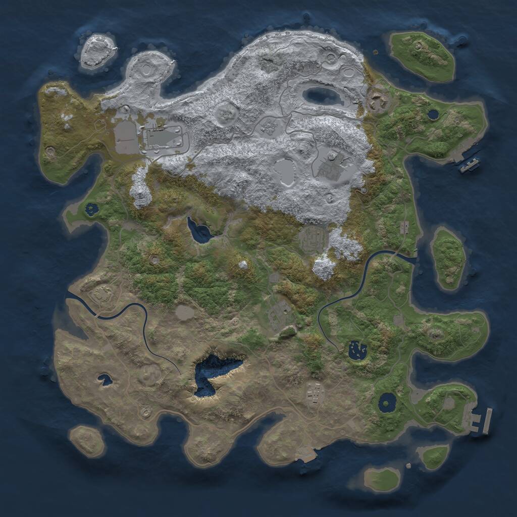 Rust Map: Procedural Map, Size: 4000, Seed: 390163580, 13 Monuments