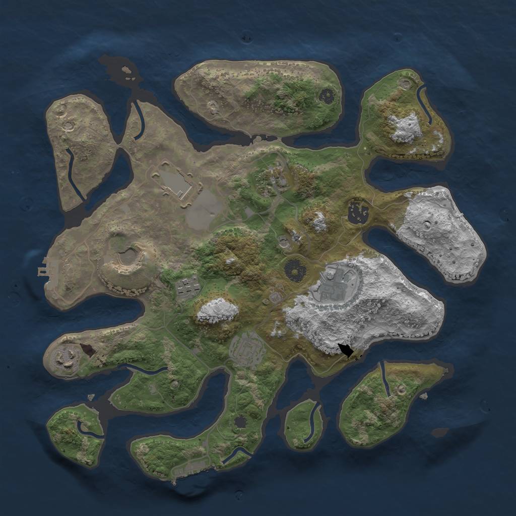 Rust Map: Procedural Map, Size: 3500, Seed: 724774206, 13 Monuments