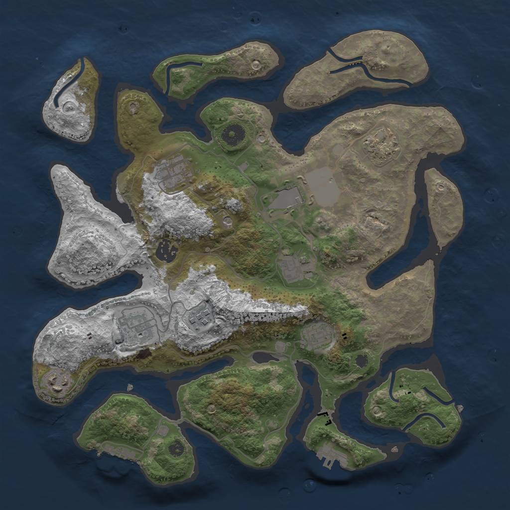 Rust Map: Procedural Map, Size: 3500, Seed: 858311342, 14 Monuments