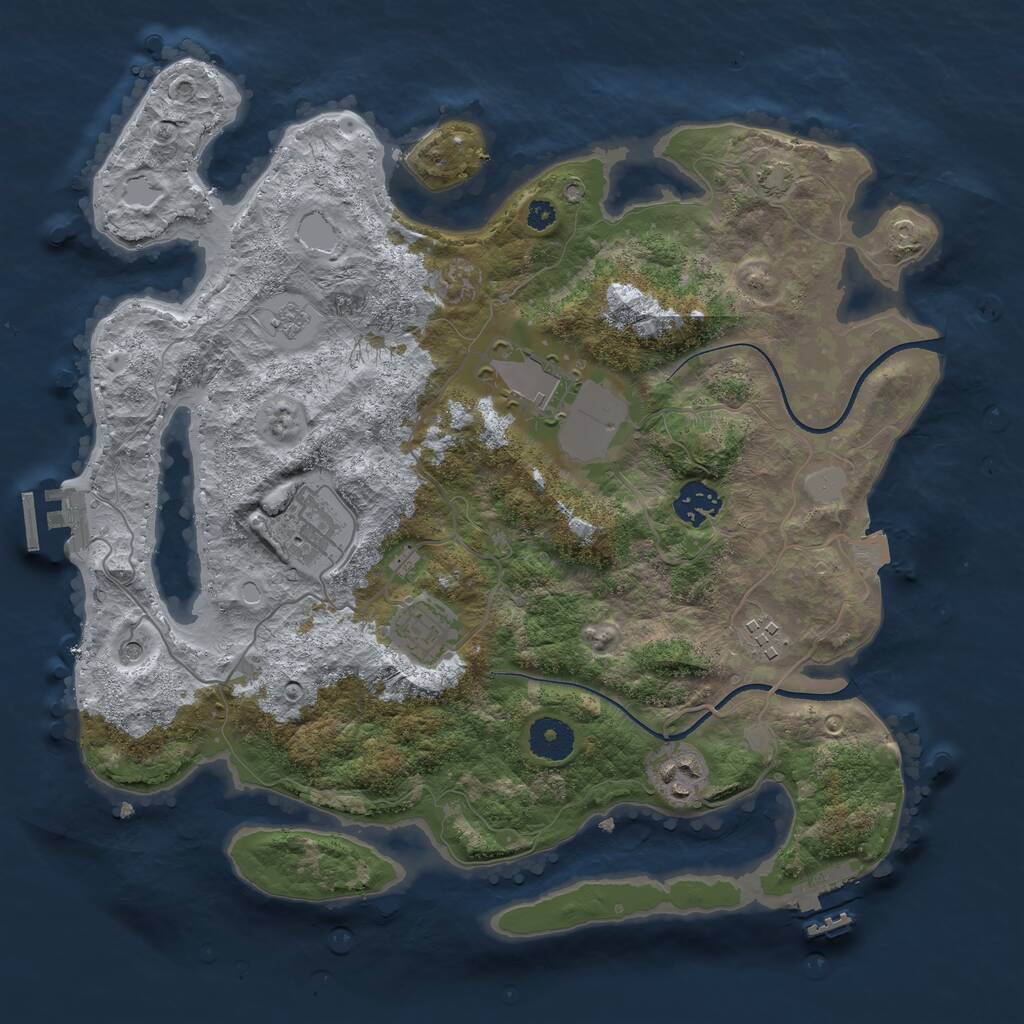 Rust Map: Procedural Map, Size: 3500, Seed: 77777, 12 Monuments