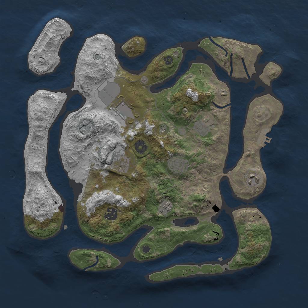 Rust Map: Procedural Map, Size: 3500, Seed: 77777, 11 Monuments