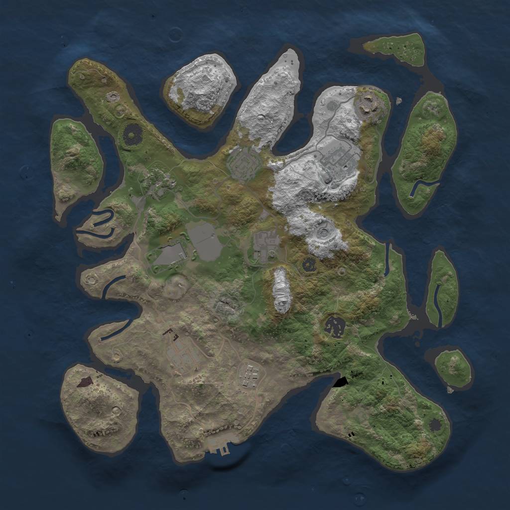 Rust Map: Procedural Map, Size: 3600, Seed: 420006, 13 Monuments