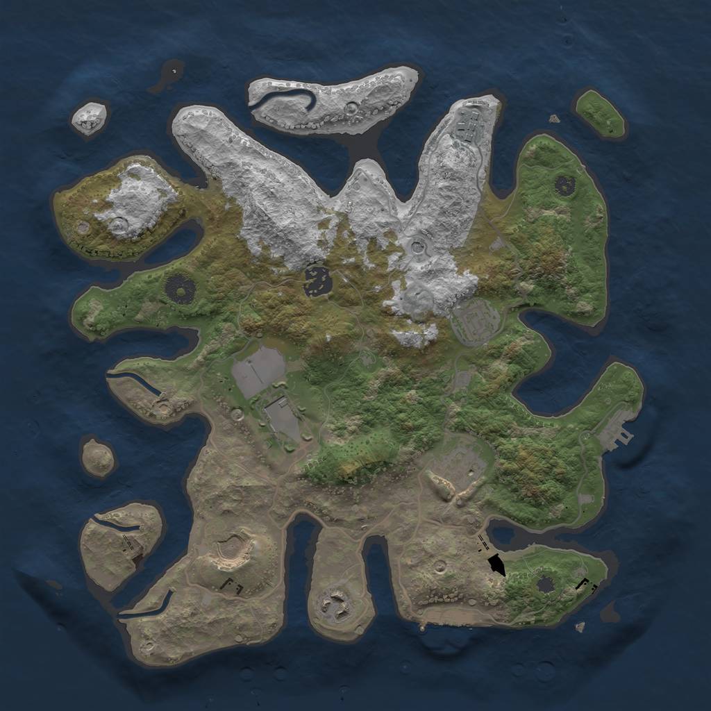 Rust Map: Procedural Map, Size: 3500, Seed: 612361361, 12 Monuments