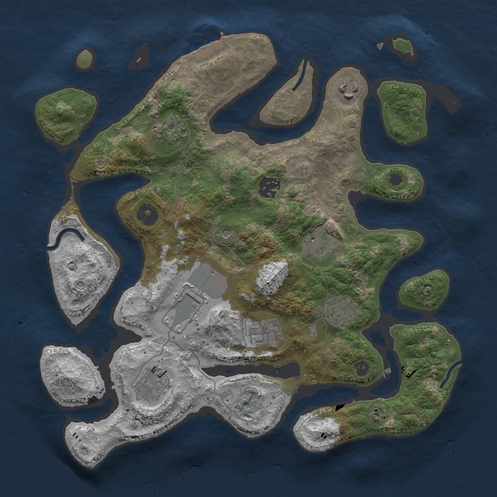 Rust Map: Procedural Map, Size: 3500, Seed: 616453678, 12 Monuments