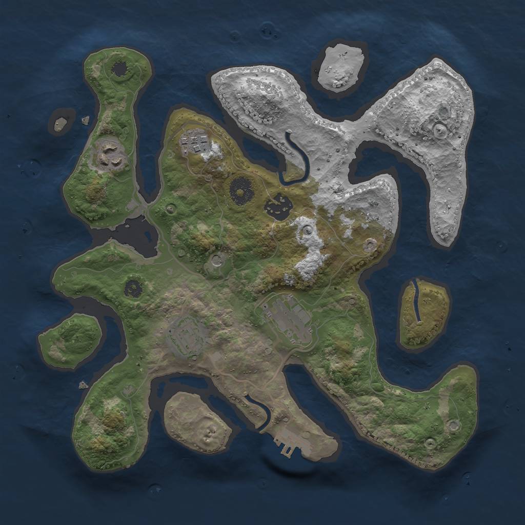 Rust Map: Procedural Map, Size: 3000, Seed: 1212077058, 9 Monuments