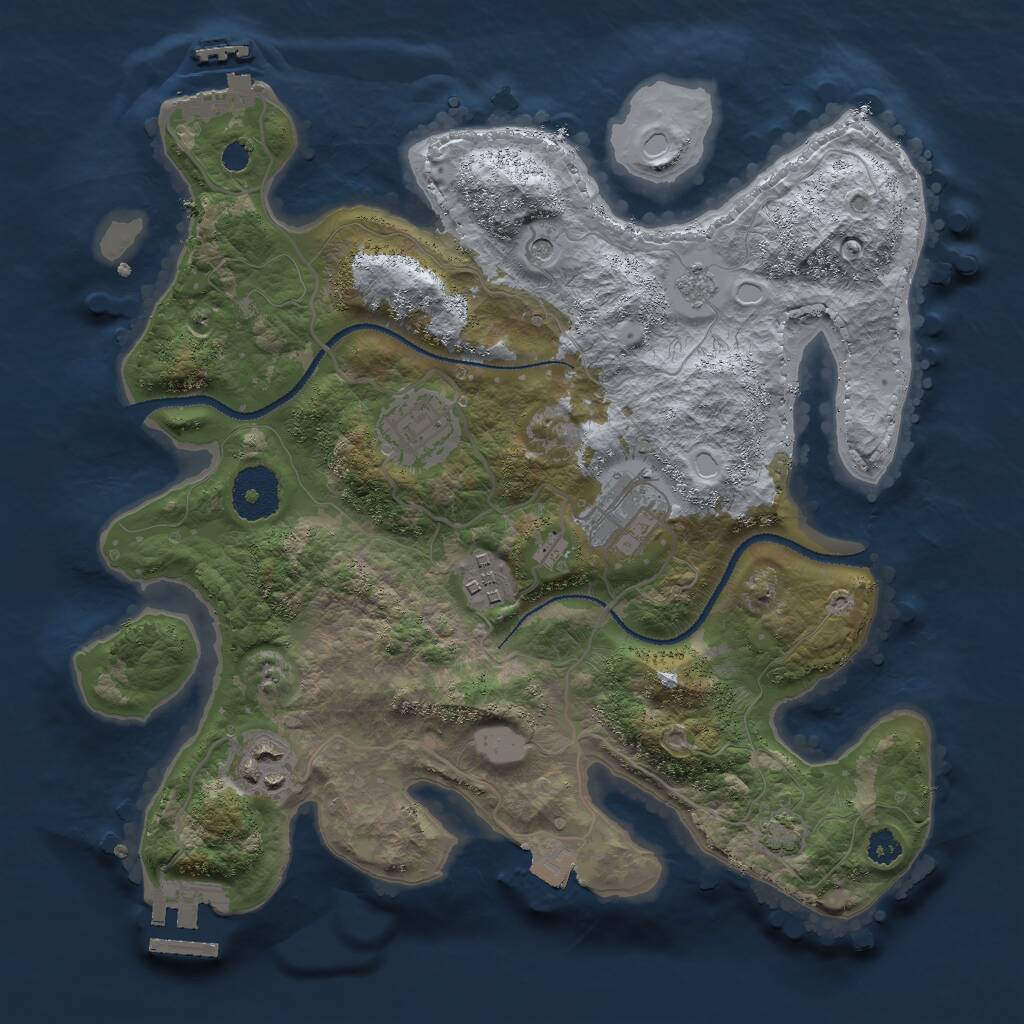 Rust Map: Procedural Map, Size: 3000, Seed: 1212077058, 10 Monuments