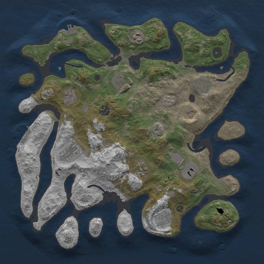 Rust Map: Procedural Map, Size: 3800, Seed: 657456, 16 Monuments