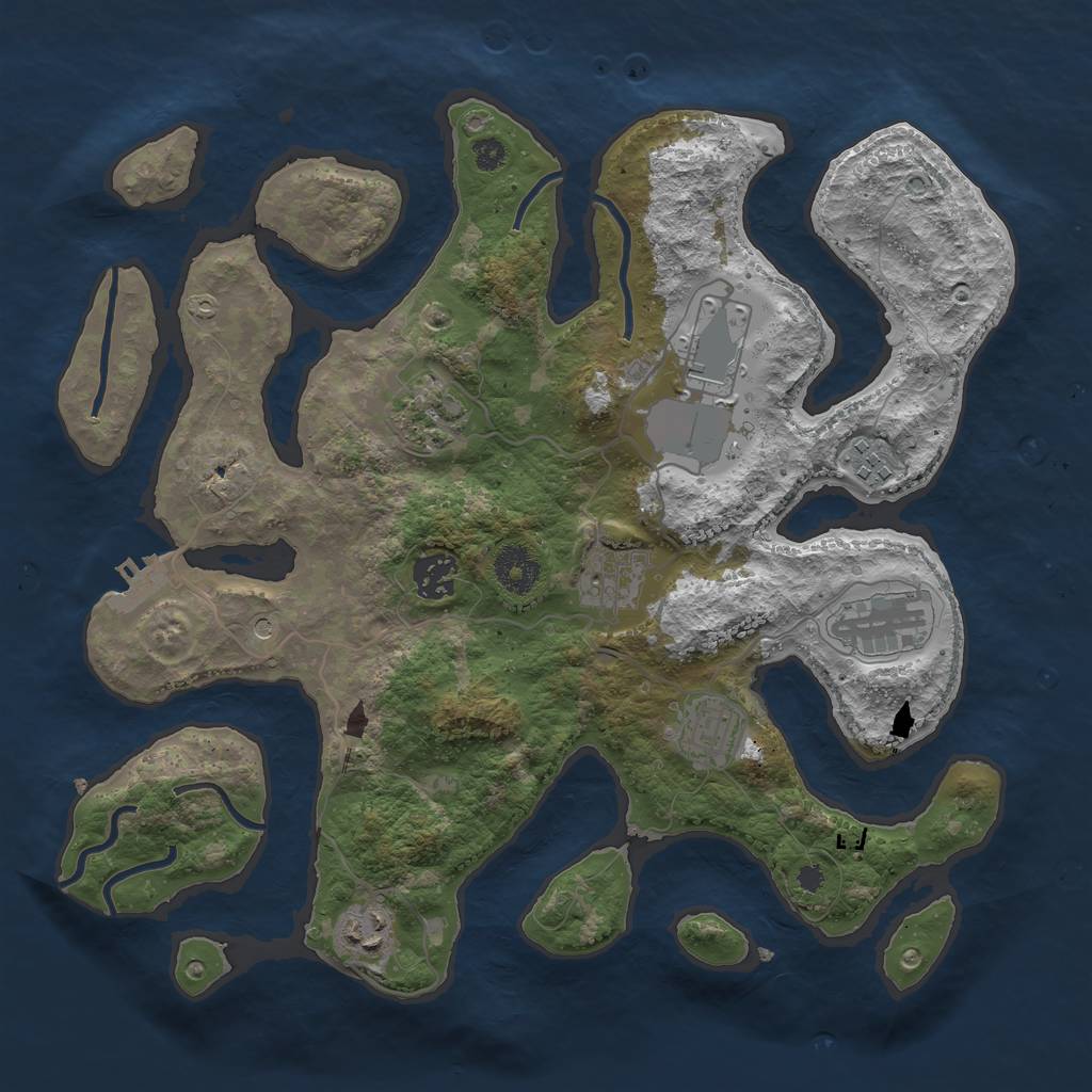 Rust Map: Procedural Map, Size: 3500, Seed: 11195, 12 Monuments