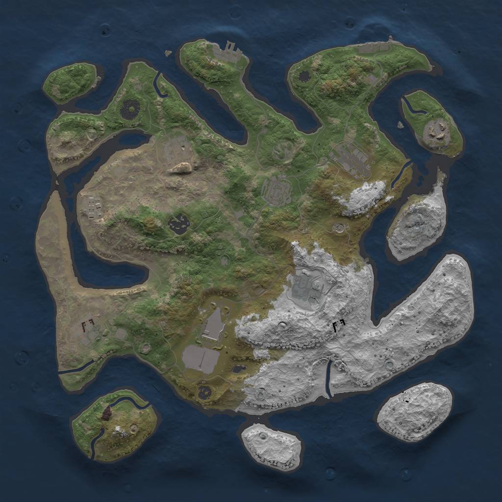 Rust Map: Procedural Map, Size: 3700, Seed: 862718762, 14 Monuments