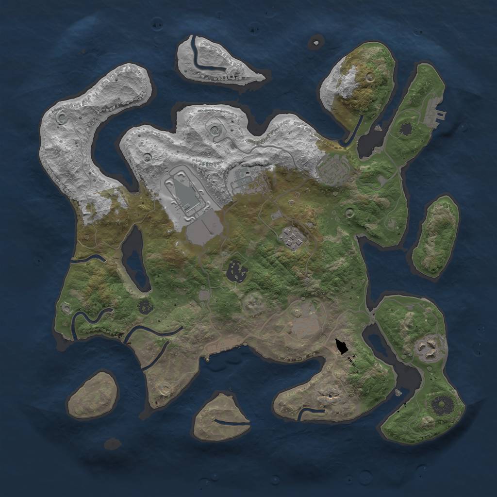 Rust Map: Procedural Map, Size: 3500, Seed: 1247891, 12 Monuments