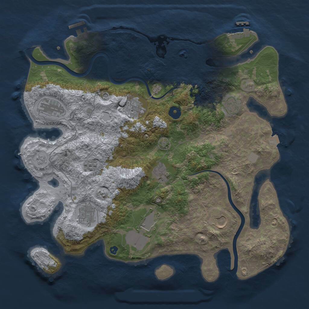 Rust Map: Procedural Map, Size: 3750, Seed: 1720053542, 14 Monuments