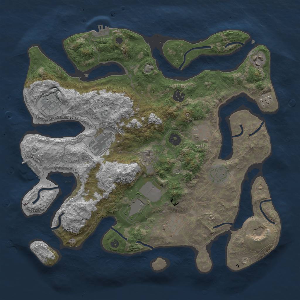 Rust Map: Procedural Map, Size: 3750, Seed: 1720053542, 15 Monuments