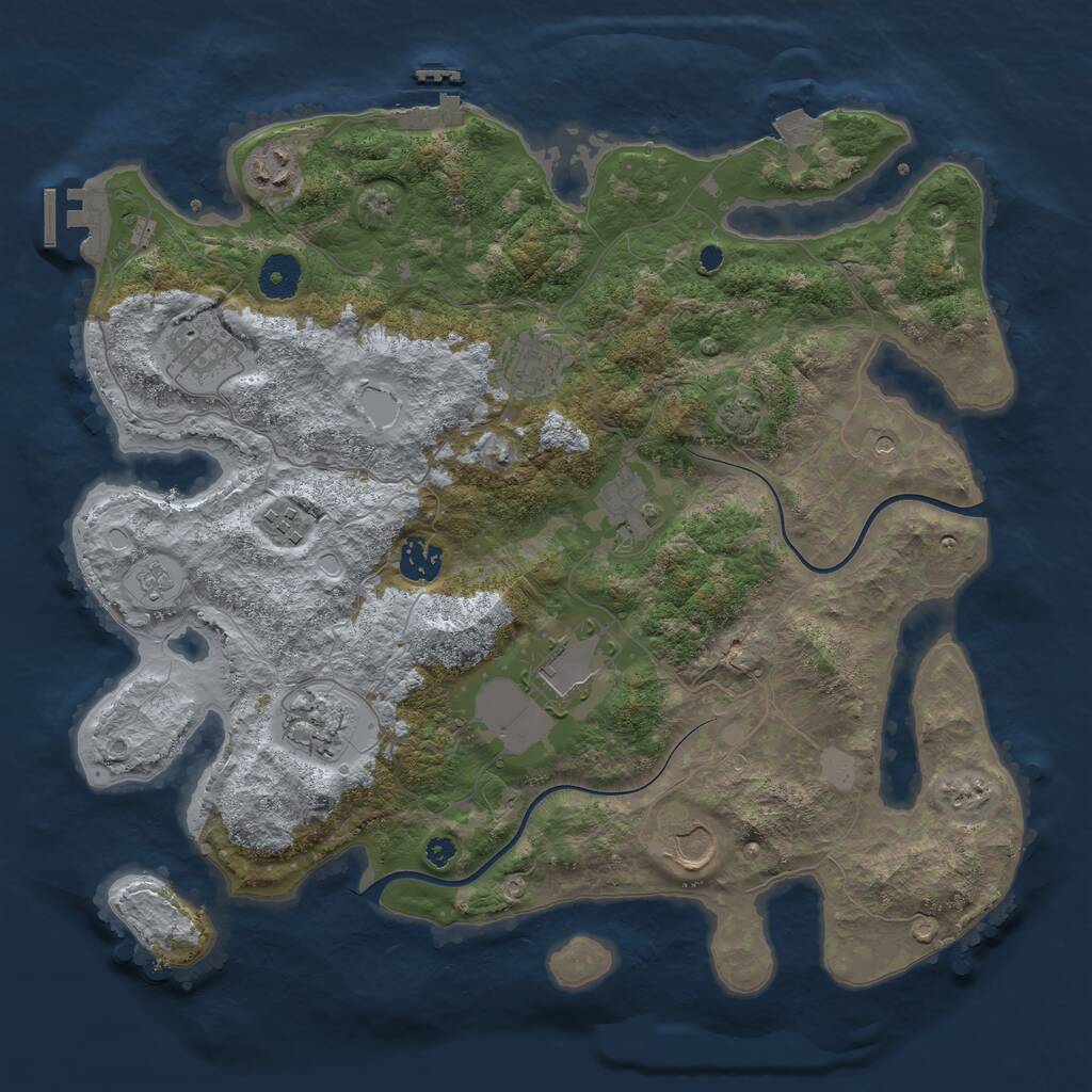 Rust Map: Procedural Map, Size: 3750, Seed: 1720053542, 15 Monuments
