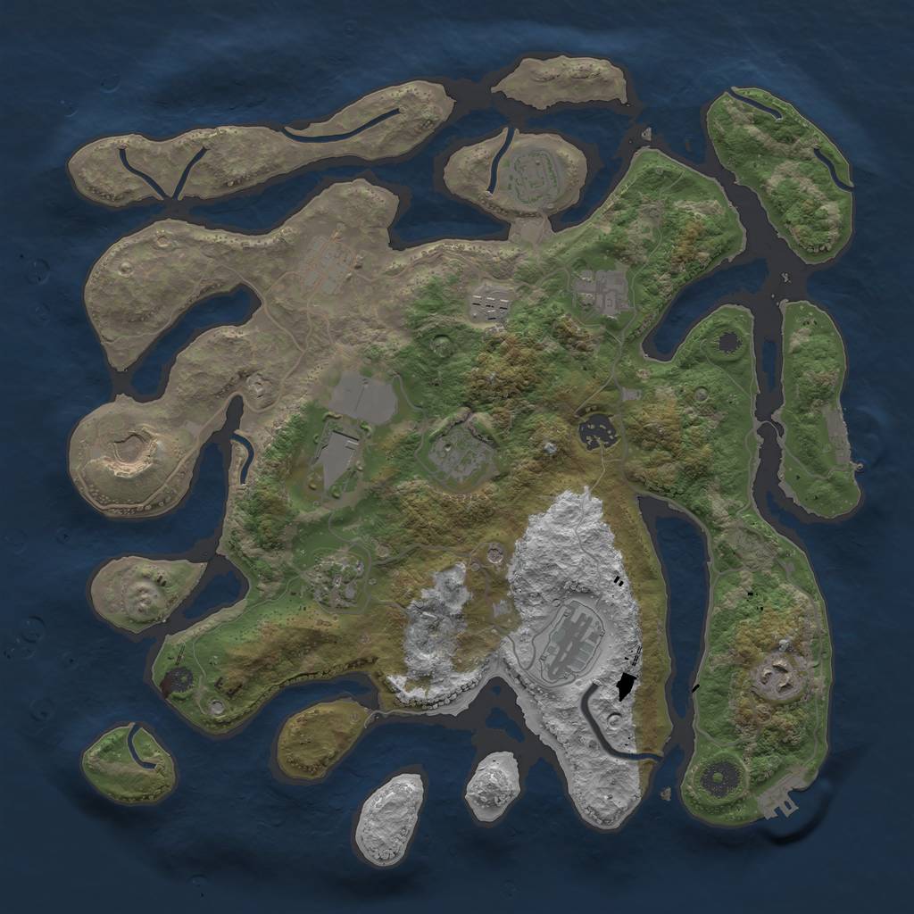 Rust Map: Procedural Map, Size: 3750, Seed: 657152876, 16 Monuments