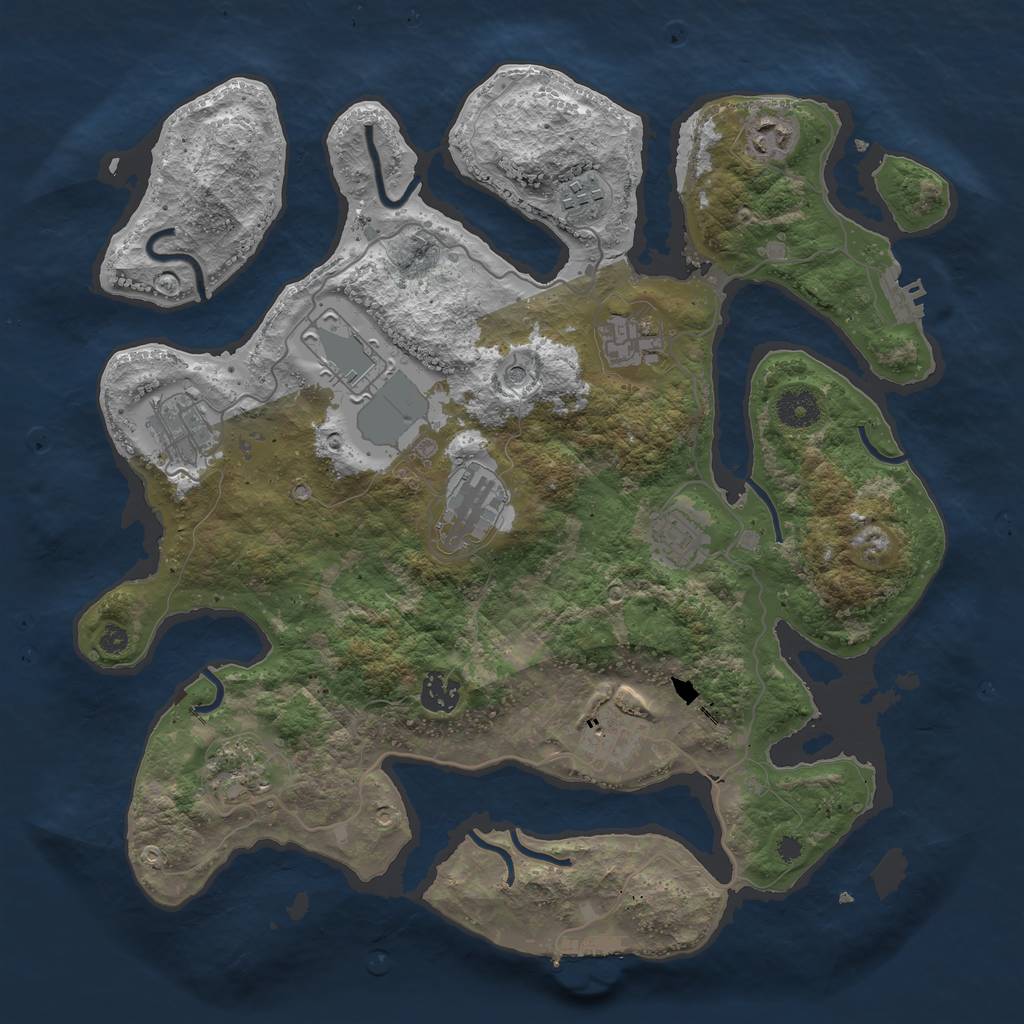 Rust Map: Procedural Map, Size: 3750, Seed: 1912899160, 15 Monuments