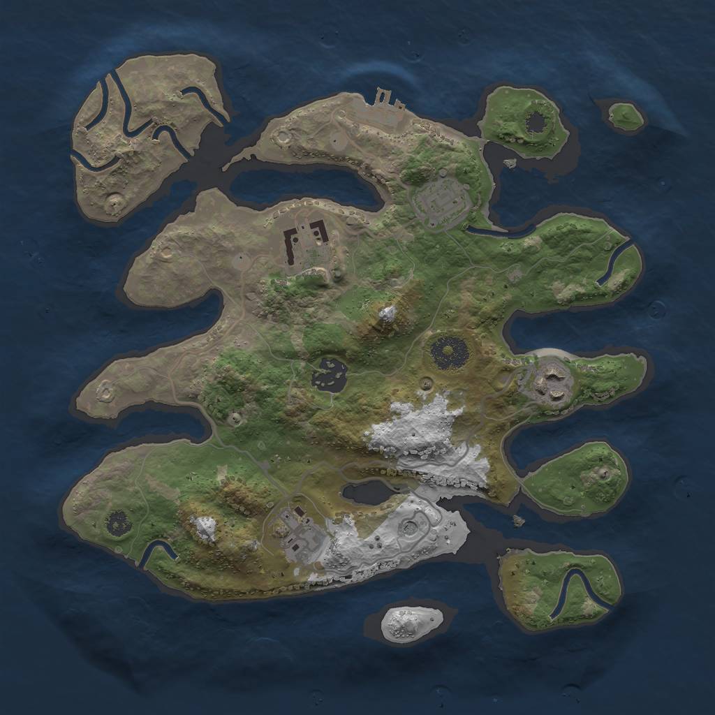 Rust Map: Procedural Map, Size: 3000, Seed: 912649, 9 Monuments