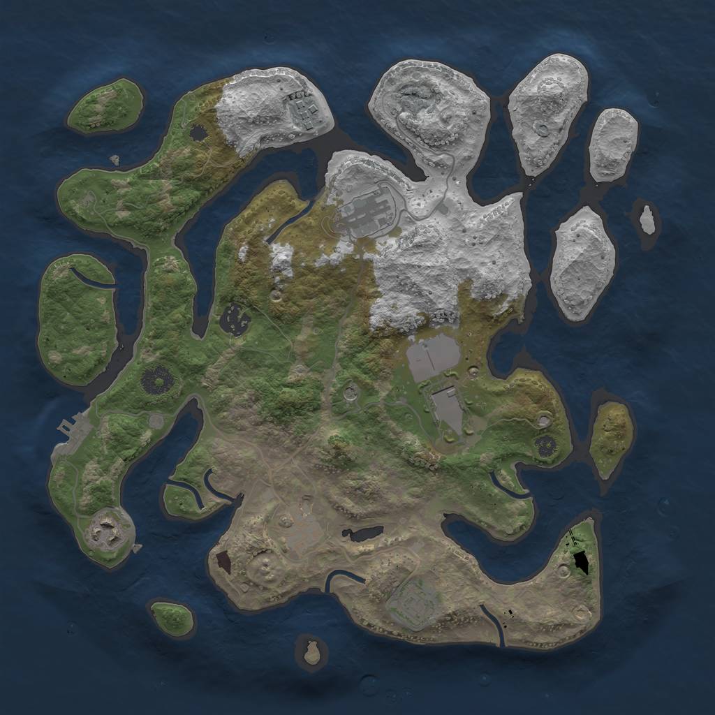 Rust Map: Procedural Map, Size: 3500, Seed: 1721625148, 11 Monuments
