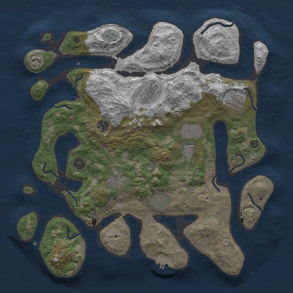 Rust Map: Procedural Map, Size: 3800, Seed: 1234686376, 13 Monuments