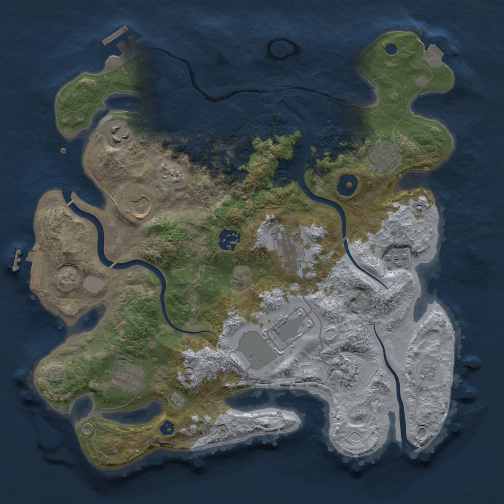 Rust Map: Procedural Map, Size: 3500, Seed: 100022130, 15 Monuments