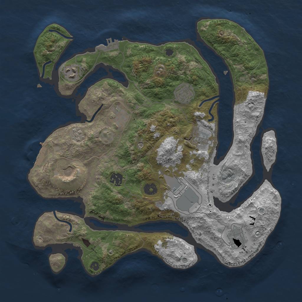 Rust Map: Procedural Map, Size: 3500, Seed: 748374, 14 Monuments
