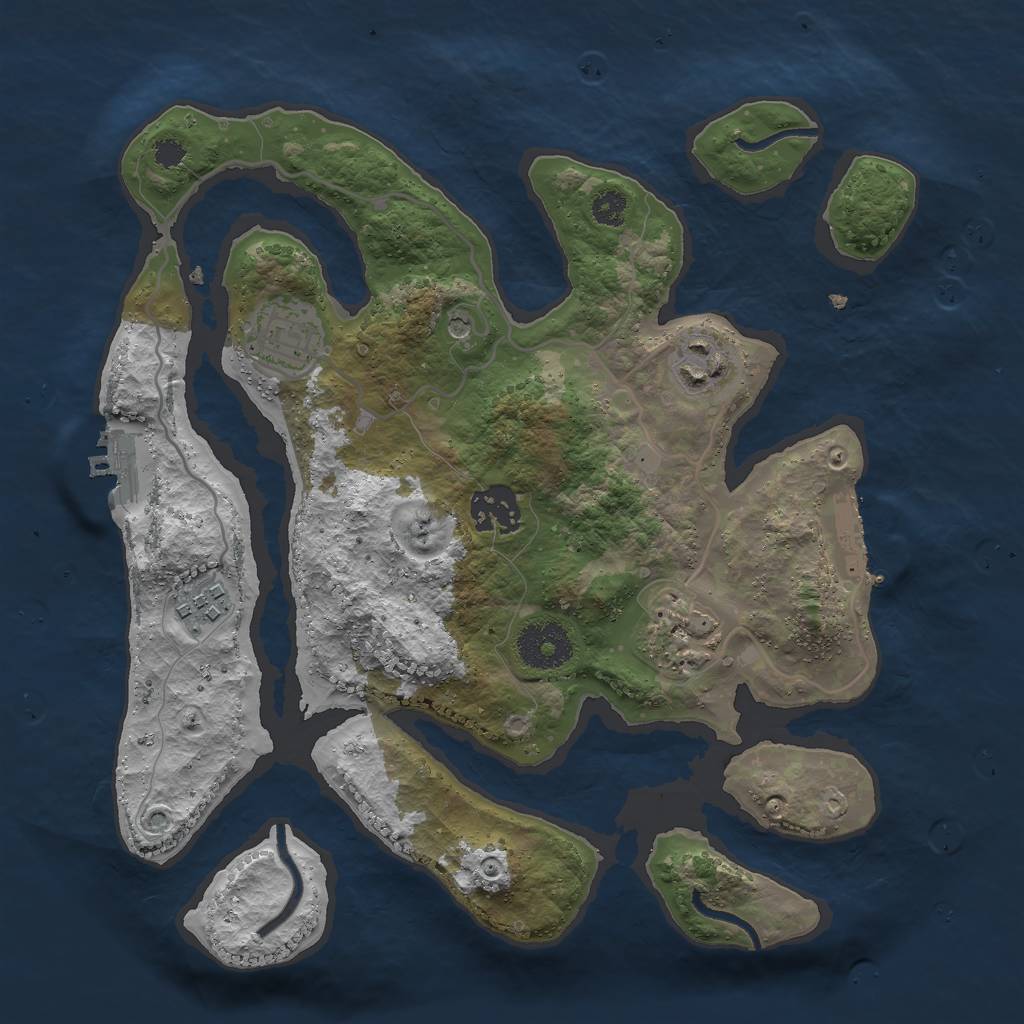 Rust Map: Procedural Map, Size: 3000, Seed: 887721491, 10 Monuments