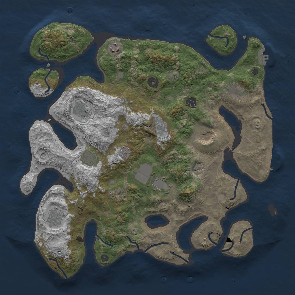 Rust Map: Procedural Map, Size: 4000, Seed: 1941588024, 16 Monuments