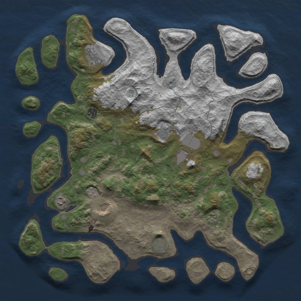 Rust Map: Barren, Size: 4500, Seed: 4587, 12 Monuments