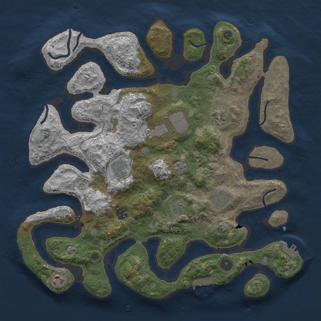 Rust Map: Procedural Map, Size: 4000, Seed: 42658735, 13 Monuments