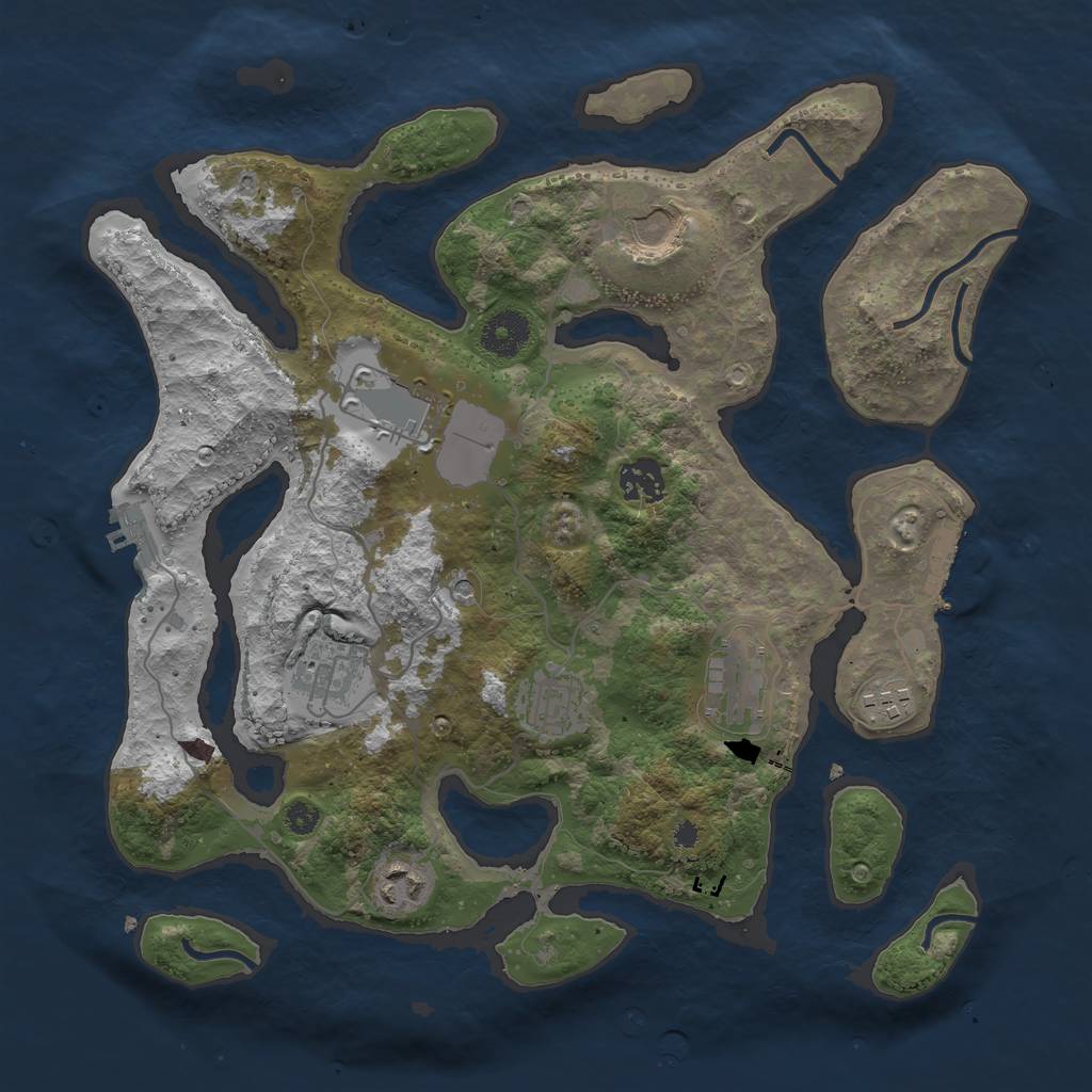 Rust Map: Procedural Map, Size: 3500, Seed: 711246175, 13 Monuments