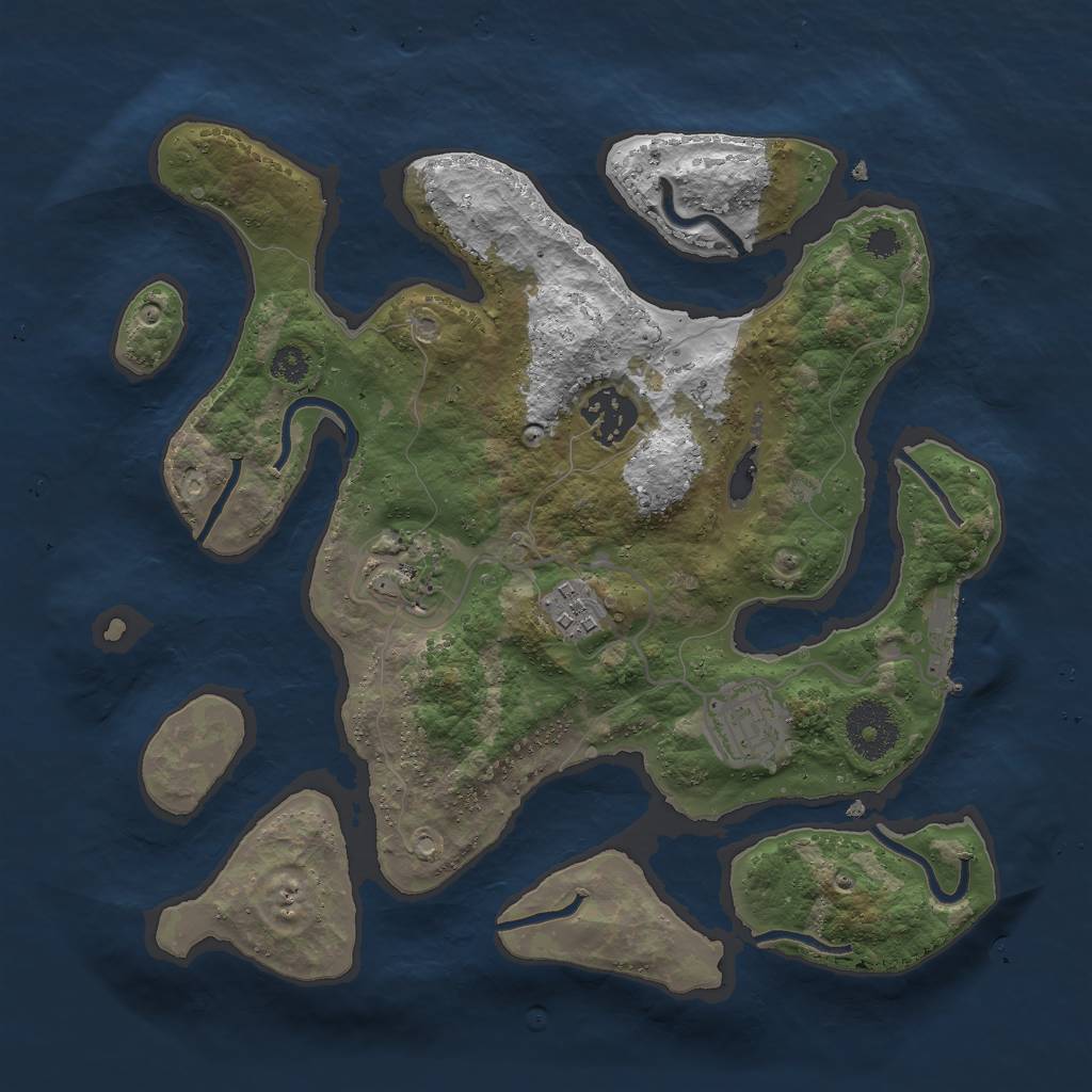 Rust Map: Procedural Map, Size: 3000, Seed: 1212808060, 7 Monuments