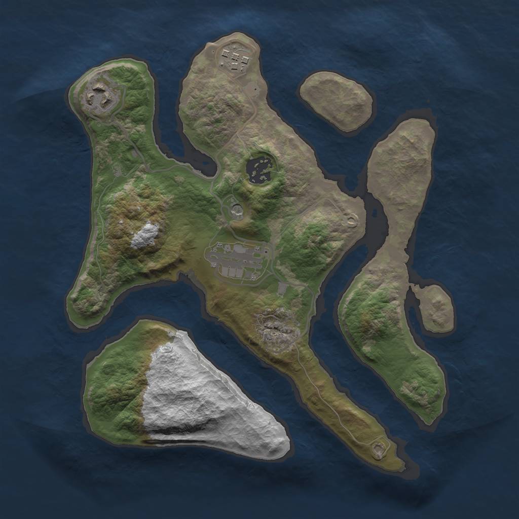 Rust Map: Barren, Size: 2800, Seed: 1952717658, 7 Monuments