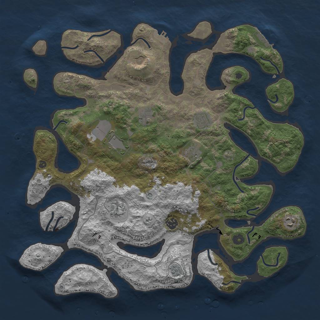 Rust Map: Procedural Map, Size: 4250, Seed: 227308, 14 Monuments