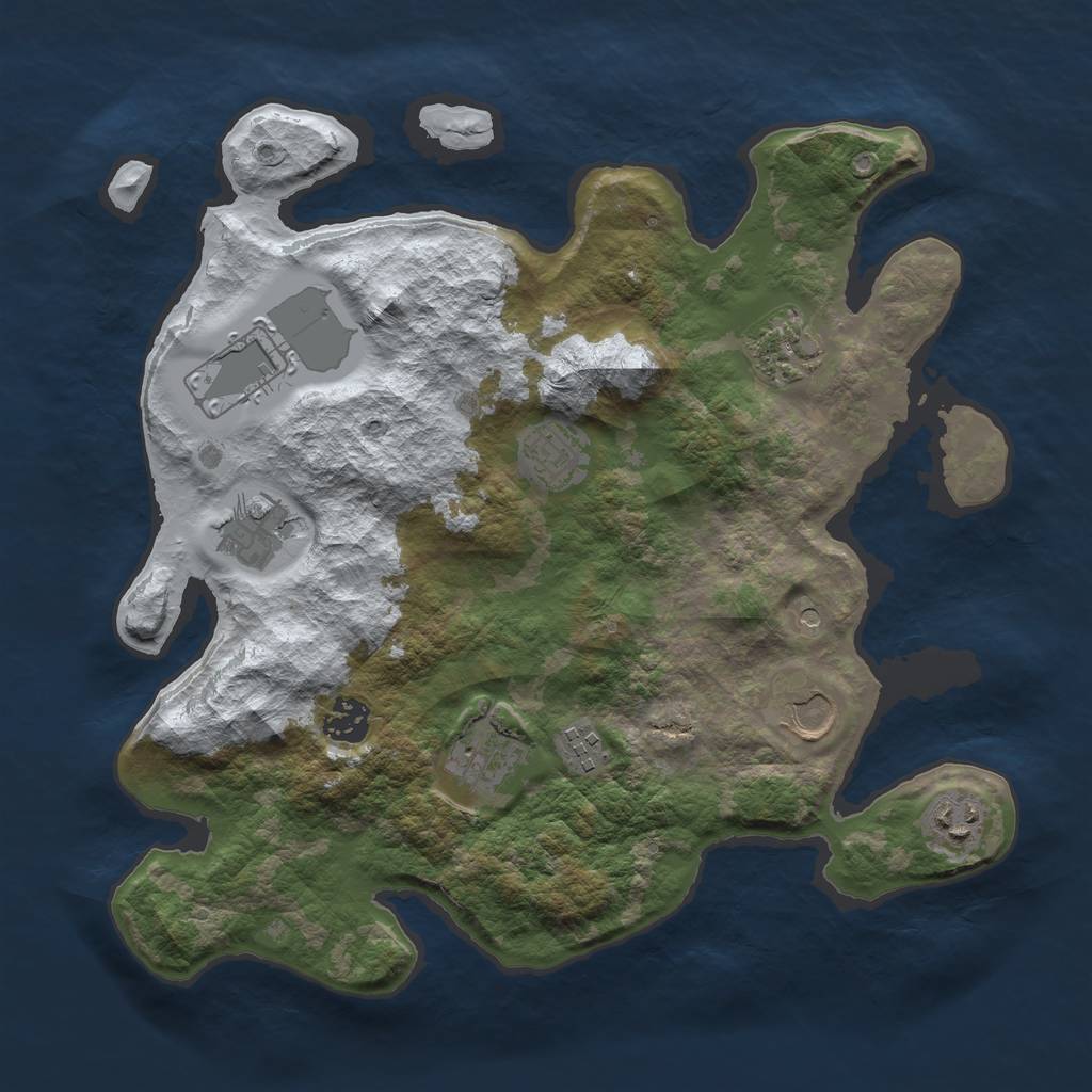Rust Map: Barren, Size: 3500, Seed: 999815, 12 Monuments