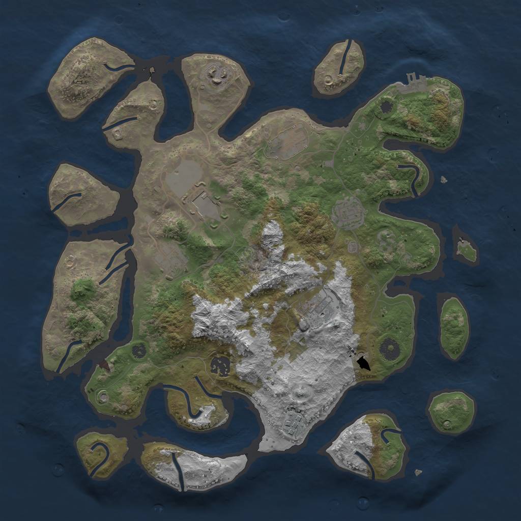 Rust Map: Procedural Map, Size: 3750, Seed: 1449343020, 12 Monuments