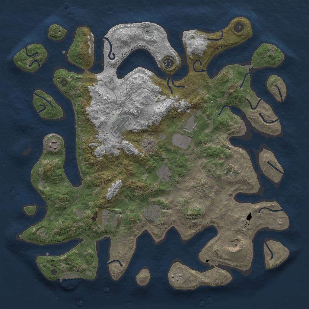 Rust Map: Procedural Map, Size: 4400, Seed: 72713377, 14 Monuments