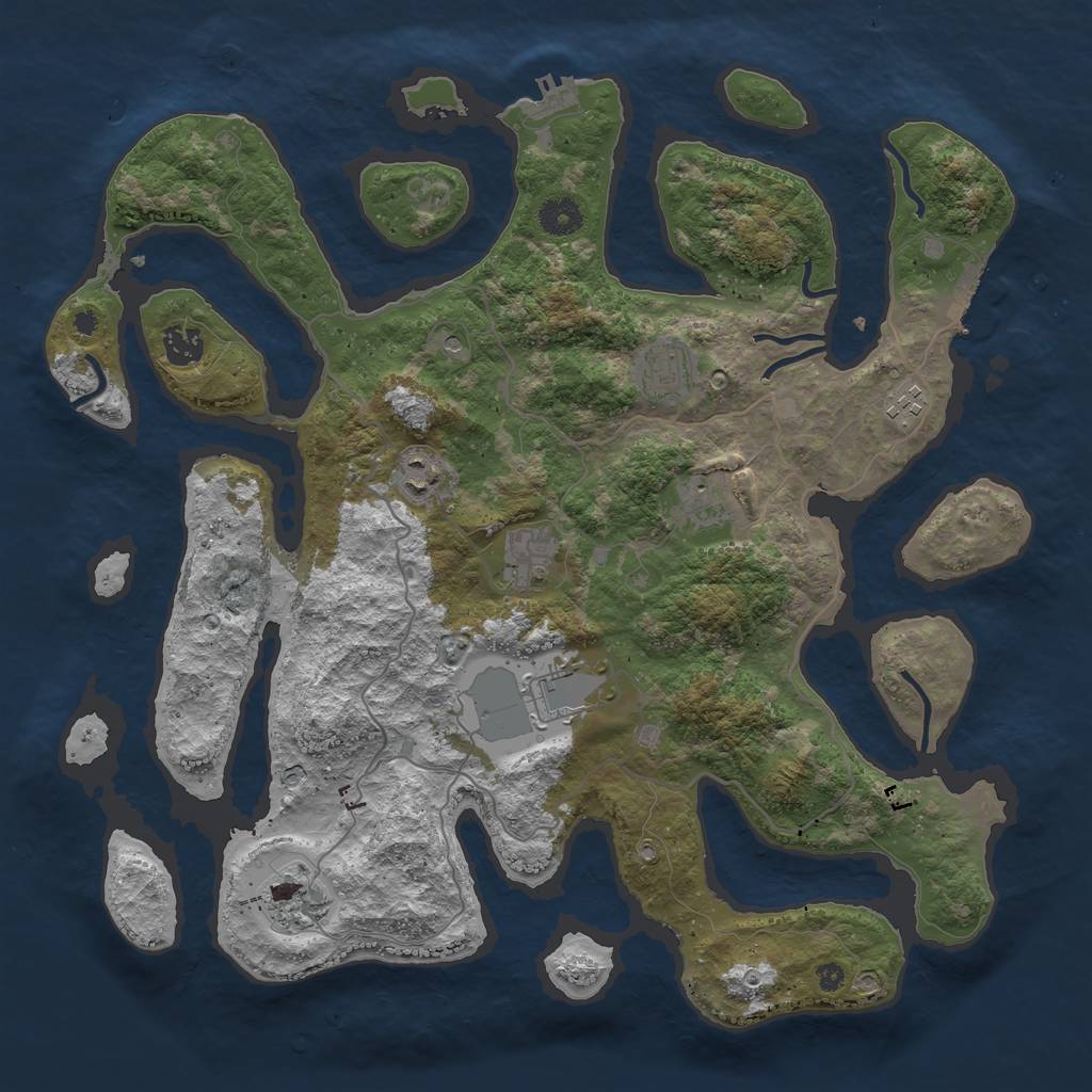 Rust Map: Procedural Map, Size: 4000, Seed: 606073, 13 Monuments