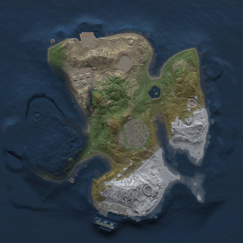 Rust Map: Procedural Map, Size: 2000, Seed: 1026072653, 5 Monuments