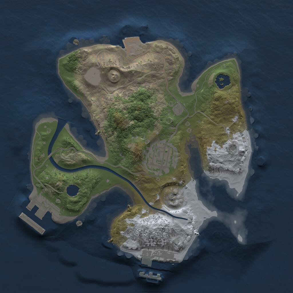 Rust Map: Procedural Map, Size: 2000, Seed: 1026072653, 4 Monuments