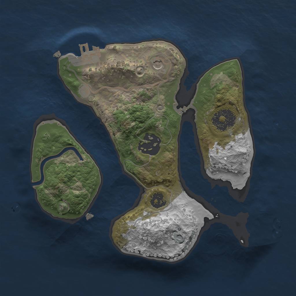 Rust Map: Procedural Map, Size: 2000, Seed: 1026072653, 5 Monuments