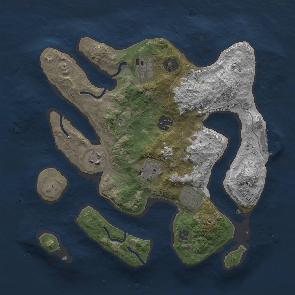 Rust Map: Procedural Map, Size: 3000, Seed: 58264302, 10 Monuments