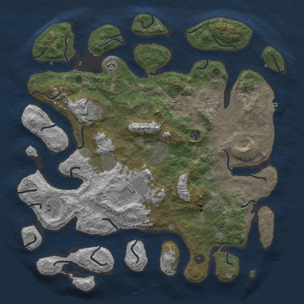 Rust Map: Procedural Map, Size: 4500, Seed: 563784568, 14 Monuments
