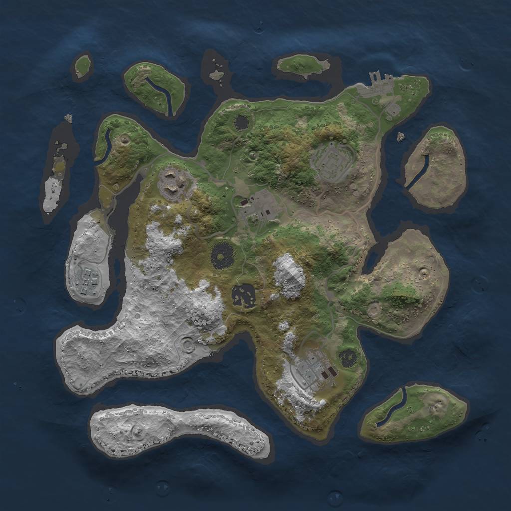 Rust Map: Procedural Map, Size: 3000, Seed: 3005, 9 Monuments