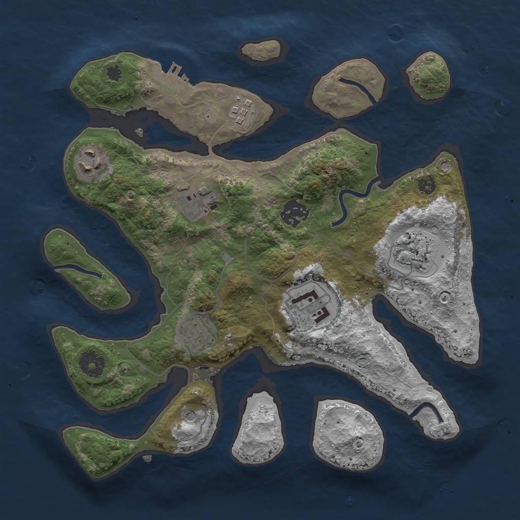 Rust Map: Procedural Map, Size: 3000, Seed: 1231231231, 11 Monuments