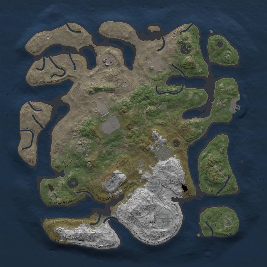 Rust Map: Procedural Map, Size: 3750, Seed: 170893981, 12 Monuments