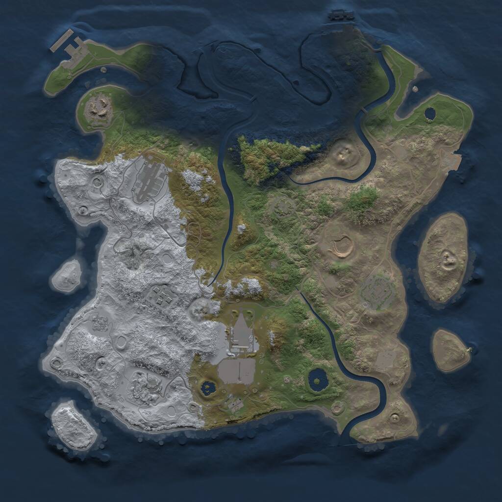 Rust Map: Procedural Map, Size: 3500, Seed: 50050, 13 Monuments