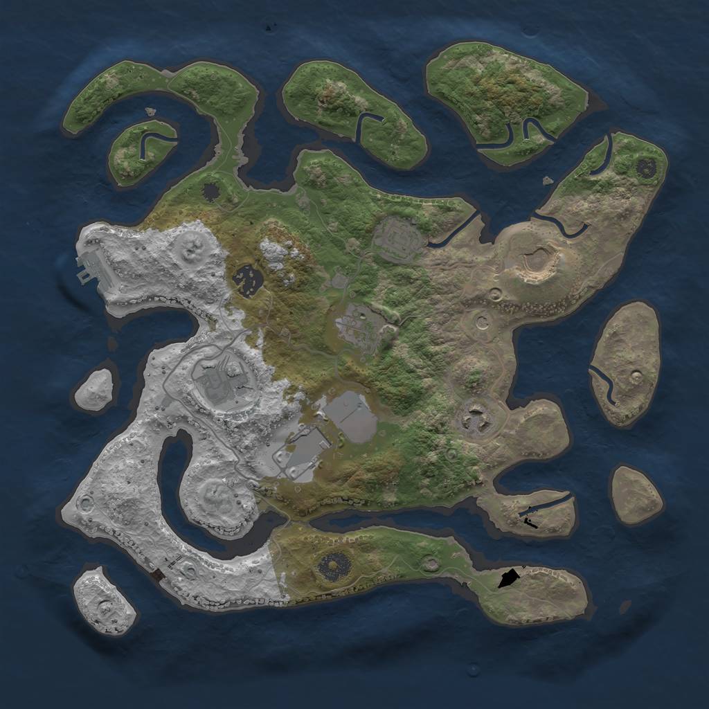 Rust Map: Procedural Map, Size: 3500, Seed: 50050, 11 Monuments